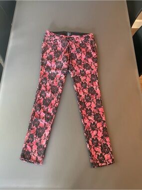 Tripp NYC Black Lace Overlay on Pink Slim Pants
